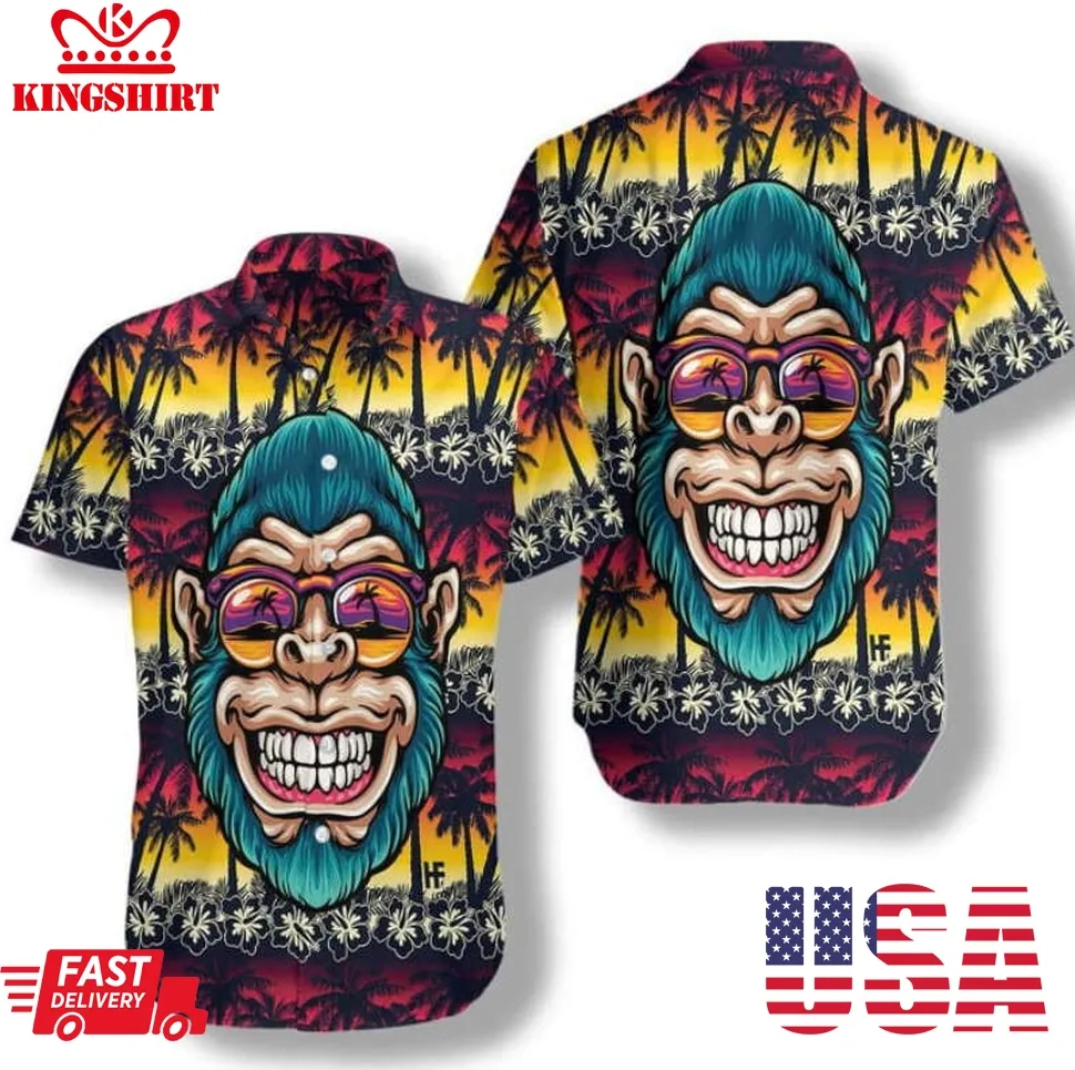 Cool Monkey Head In Paradise Hawaiian Shirt Size up S to 5XL
