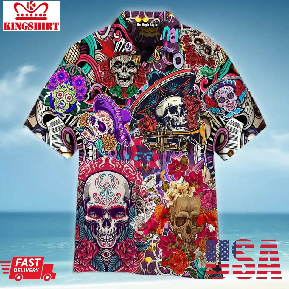 Cool Skull Day Of The Dead Hawaiian Shirt Plus Size