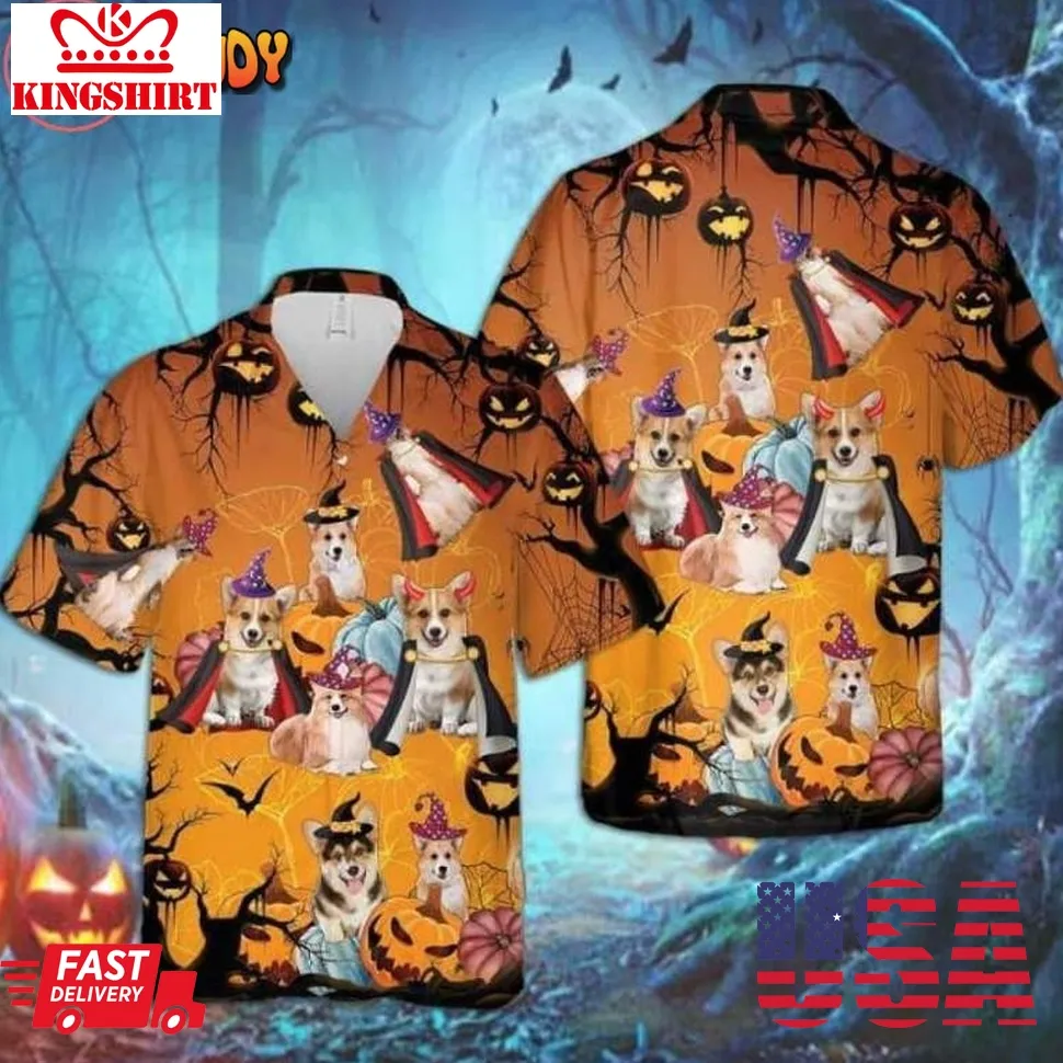 Corgi Halloween Hawaiian Shirt Plus Size