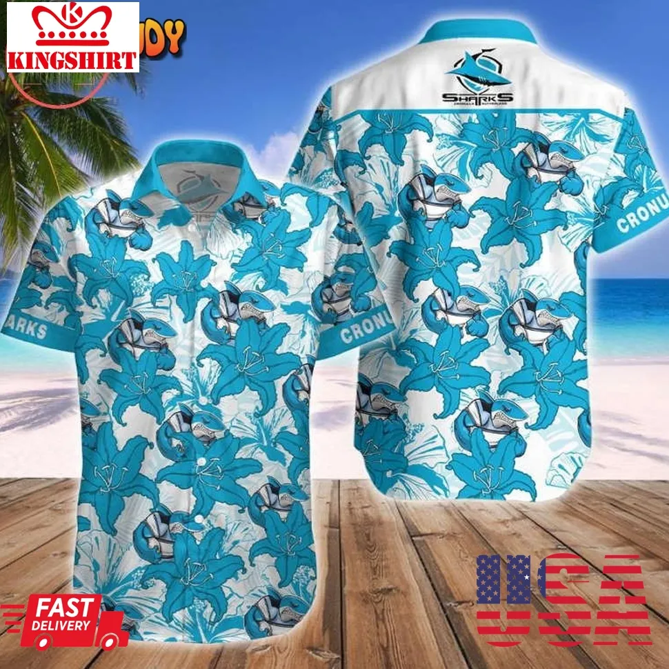 Cronulla Sharks Mascot Hawaiian Shirt Size up S to 5XL