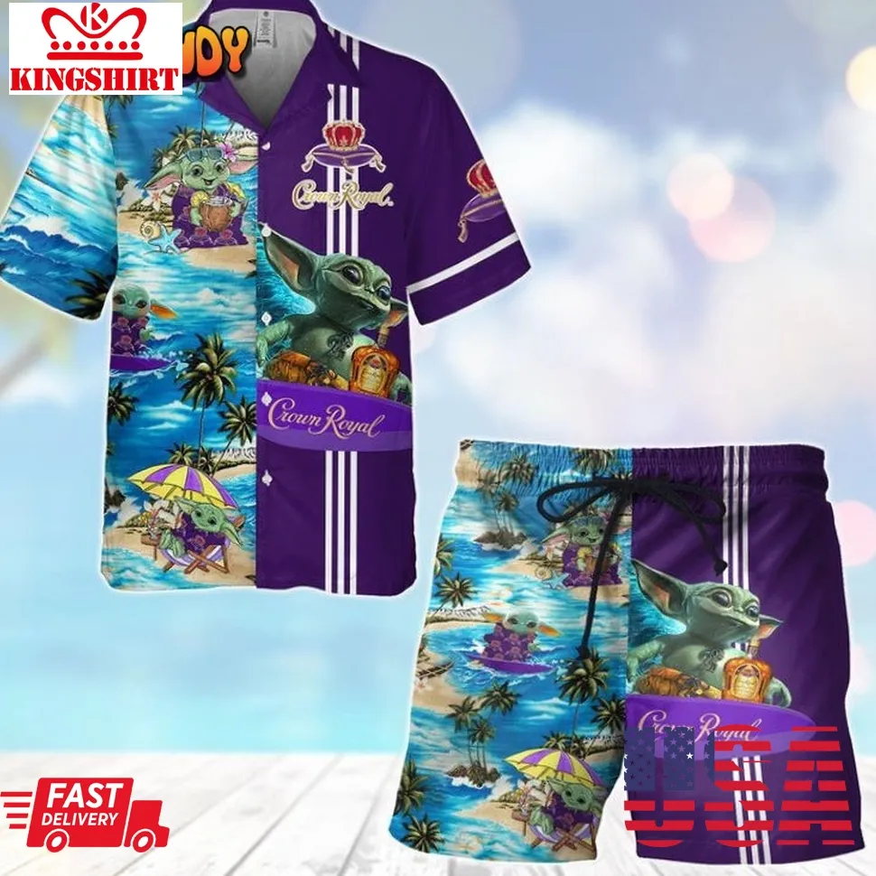 Crown Royal Baby Yoda Hawaiian Shirt And Shorts Size up S to 5XL