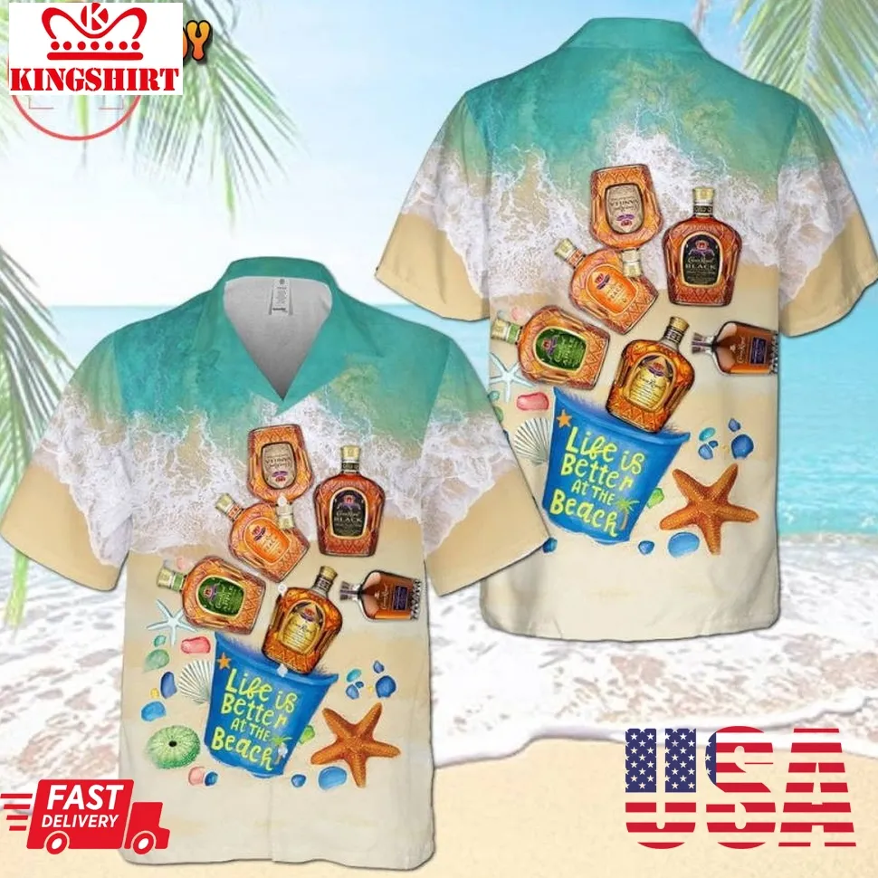 Crown Royal Beach Hawaiian Shirt Size up S to 5XL