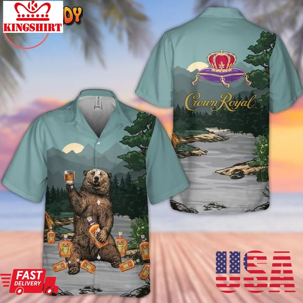 Crown Royal Bear Hawaiian Shirt Size up S to 5XL