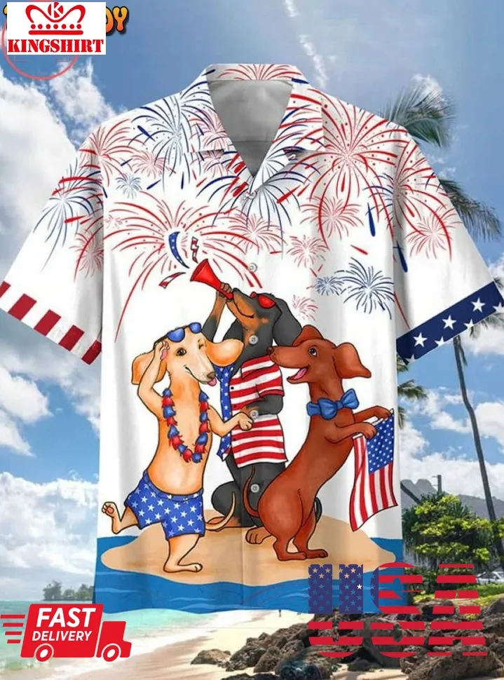 Dachshund 4Th Of July Hawaiian Shirt And Shorts Size up S to 5XL