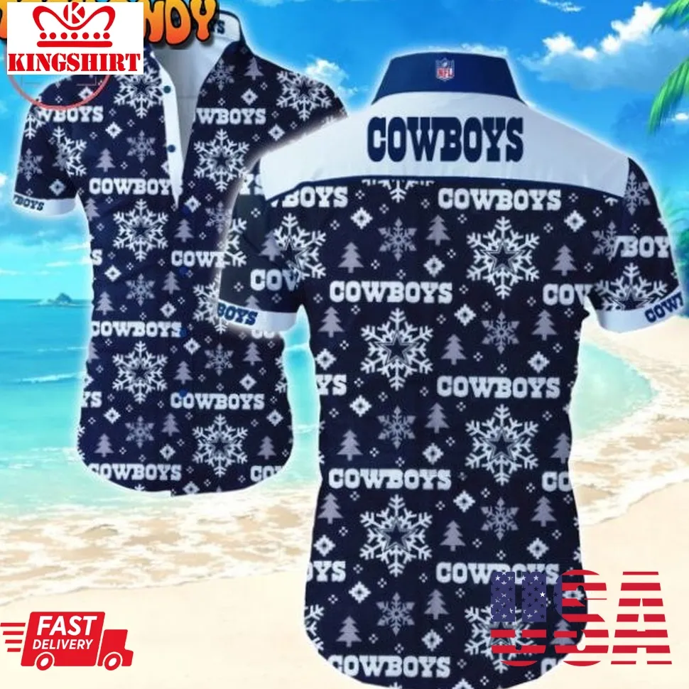 Dallas Cowboys Snowflakes Hawaiian Shirts Size up S to 5XL