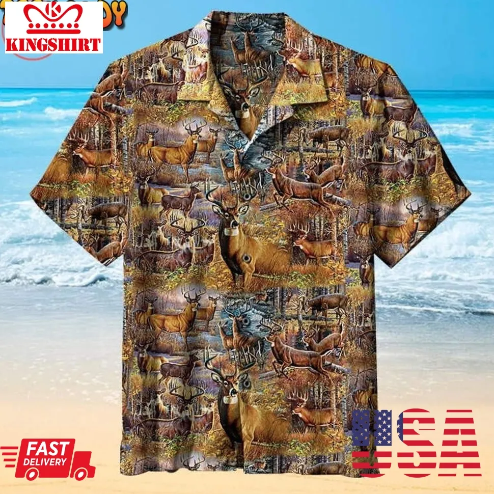 Deer Collage Hawaiian Shirt Size up S to 5XL