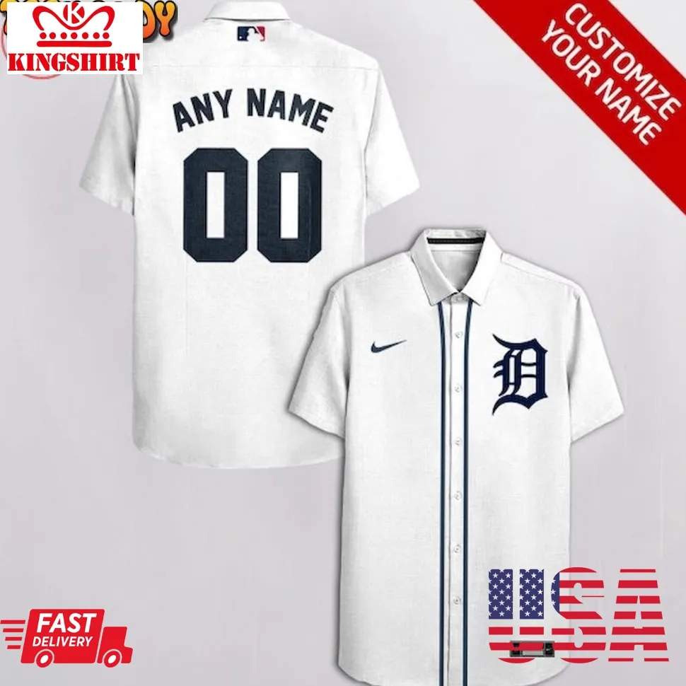 Detroit Tigers All White Personalized Hawaiian Shirt Plus Size
