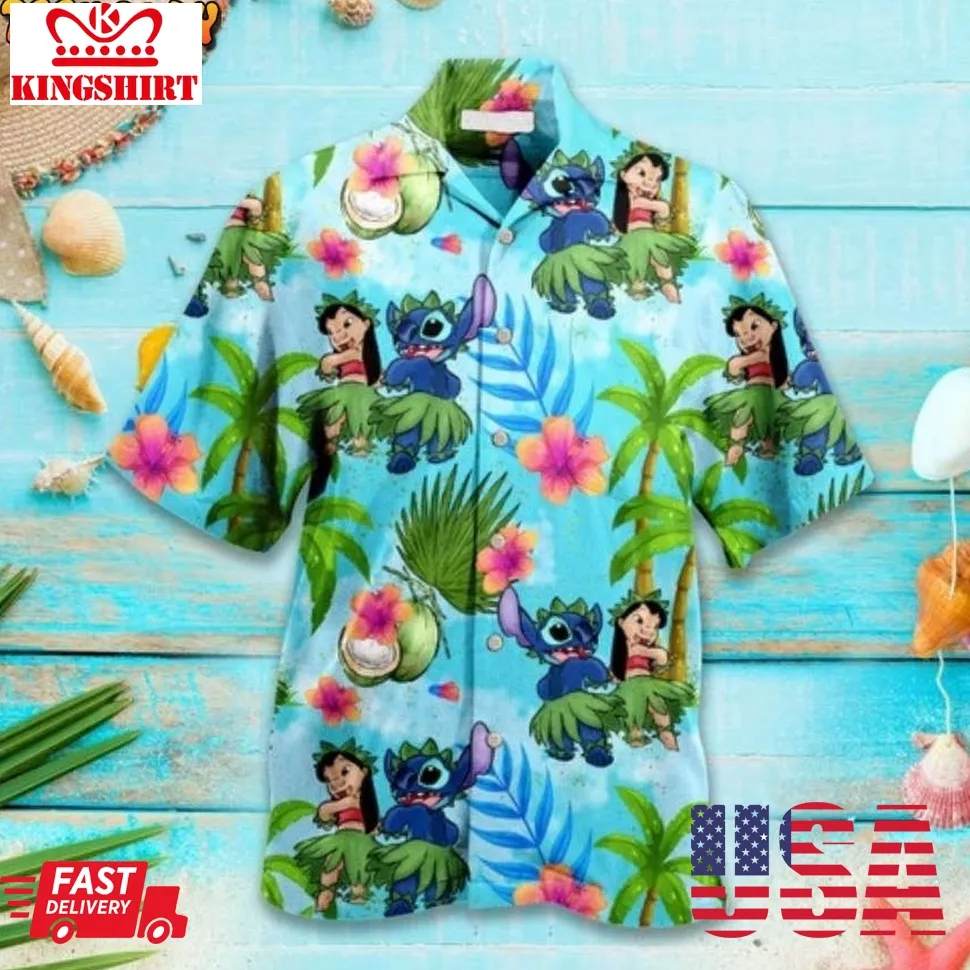 Disney Aloha Stitch Hawaiian Custom Ohana Summer Shirt Size up S to 5XL