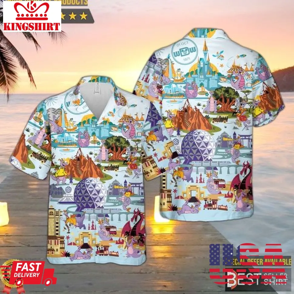 Disney Figment Funny Hawaiian Shirt Set Epcot Figment Hawaiian Shirt Unisex