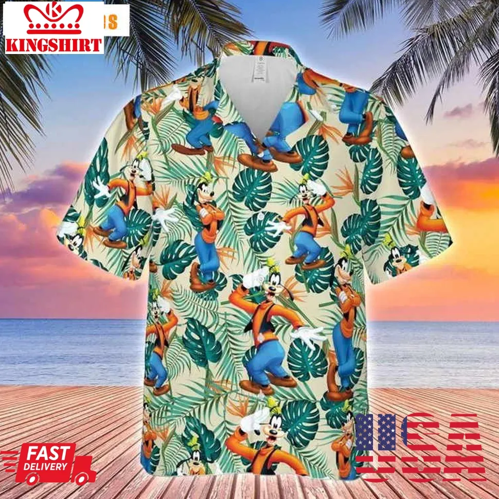 Disney Goofy Beach Relax Hawaiian, Cute Hawaiian Shirts Size up S to 5XL
