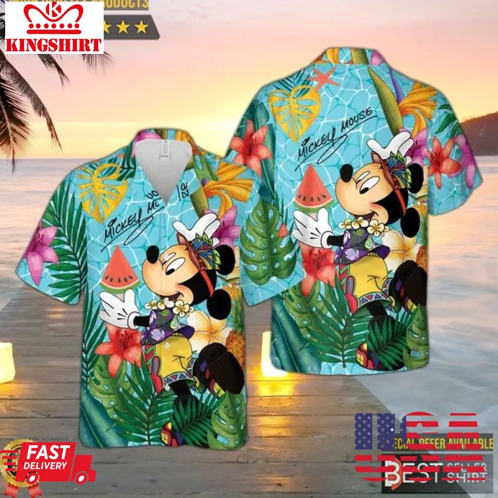 Disney Mickey Mouse Hawaiian Shirt Disney World Gift Mickey Mouse Signature Shirt Unisex