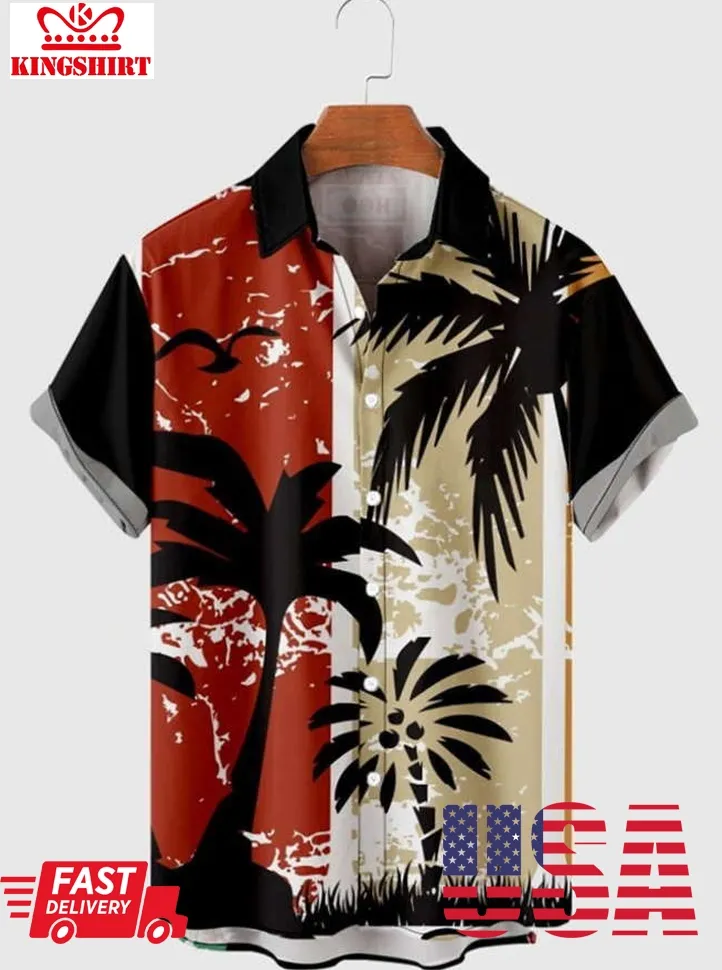 Distressed Colorblock Coconut Hawaiian Shirt Unisex