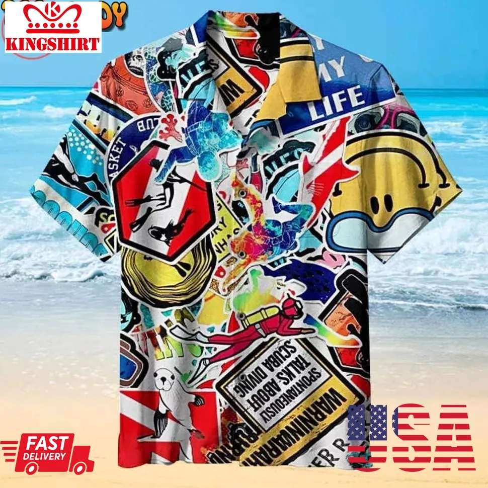 Diving Collage Hawaiian Shirt Size up S to 5XL