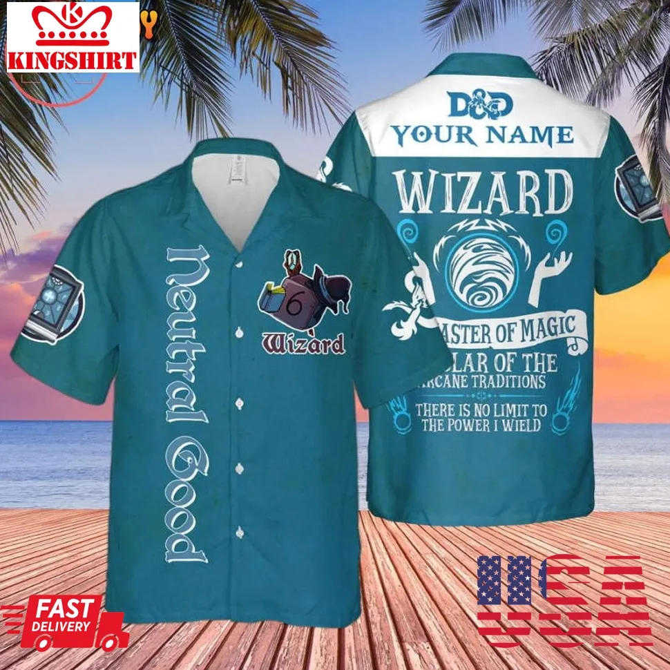 Dnd Neutral Good Wizard Custom Hawaiian Shirt Size up S to 5XL