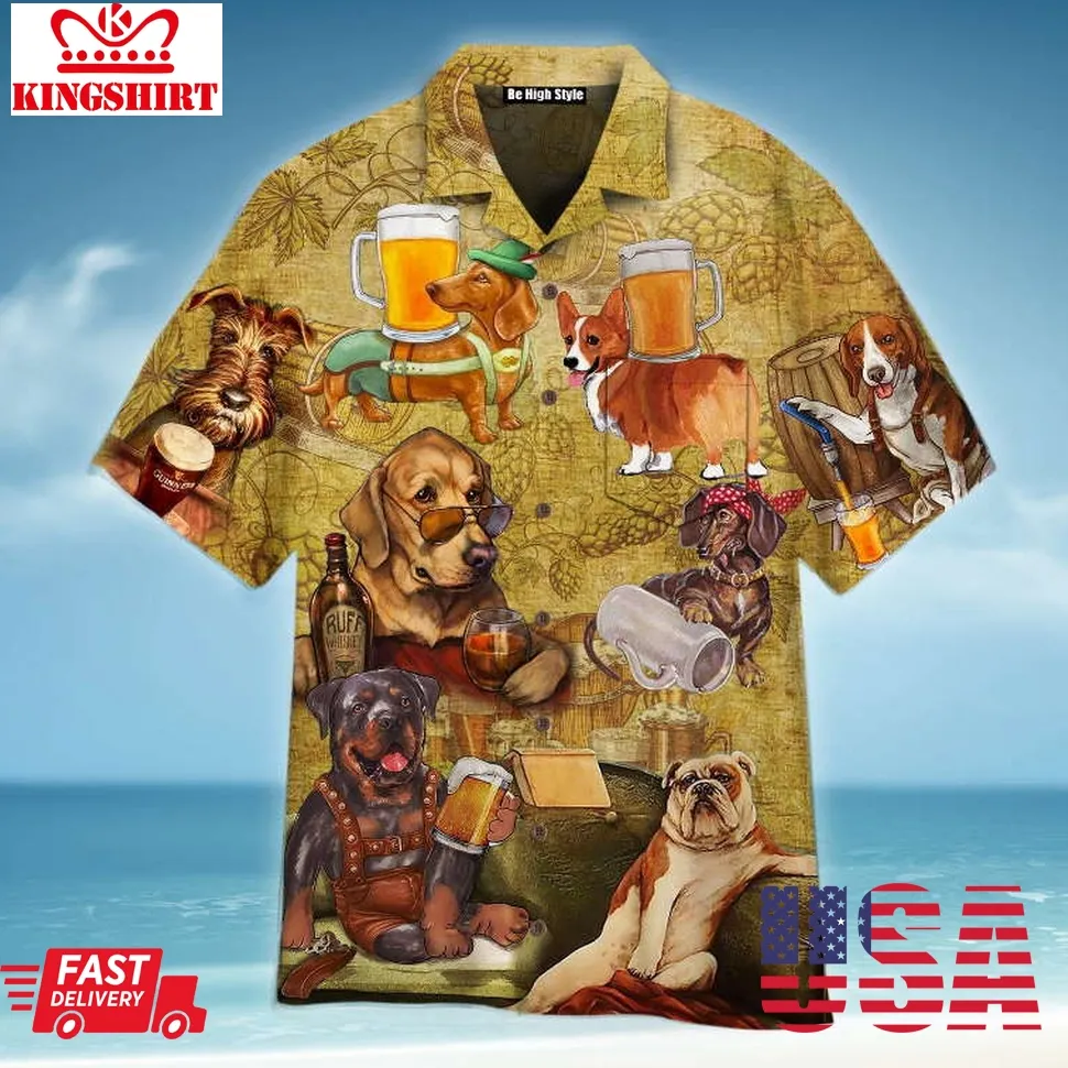 Dogs Drink Beer Hawaiian Shirt Size up S to 5XL