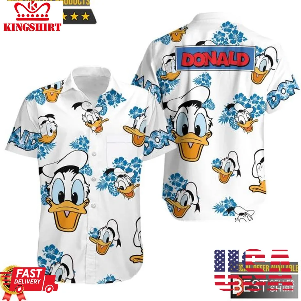 Donald Duck Hibiscus Disney Hawaiian Shirt Plus Size