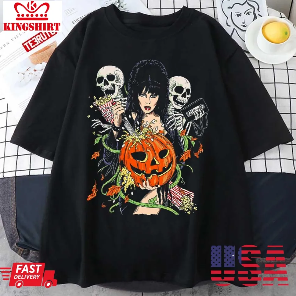 Elv2 Elvira Halloween Unisex T Shirt Size up S to 4XL