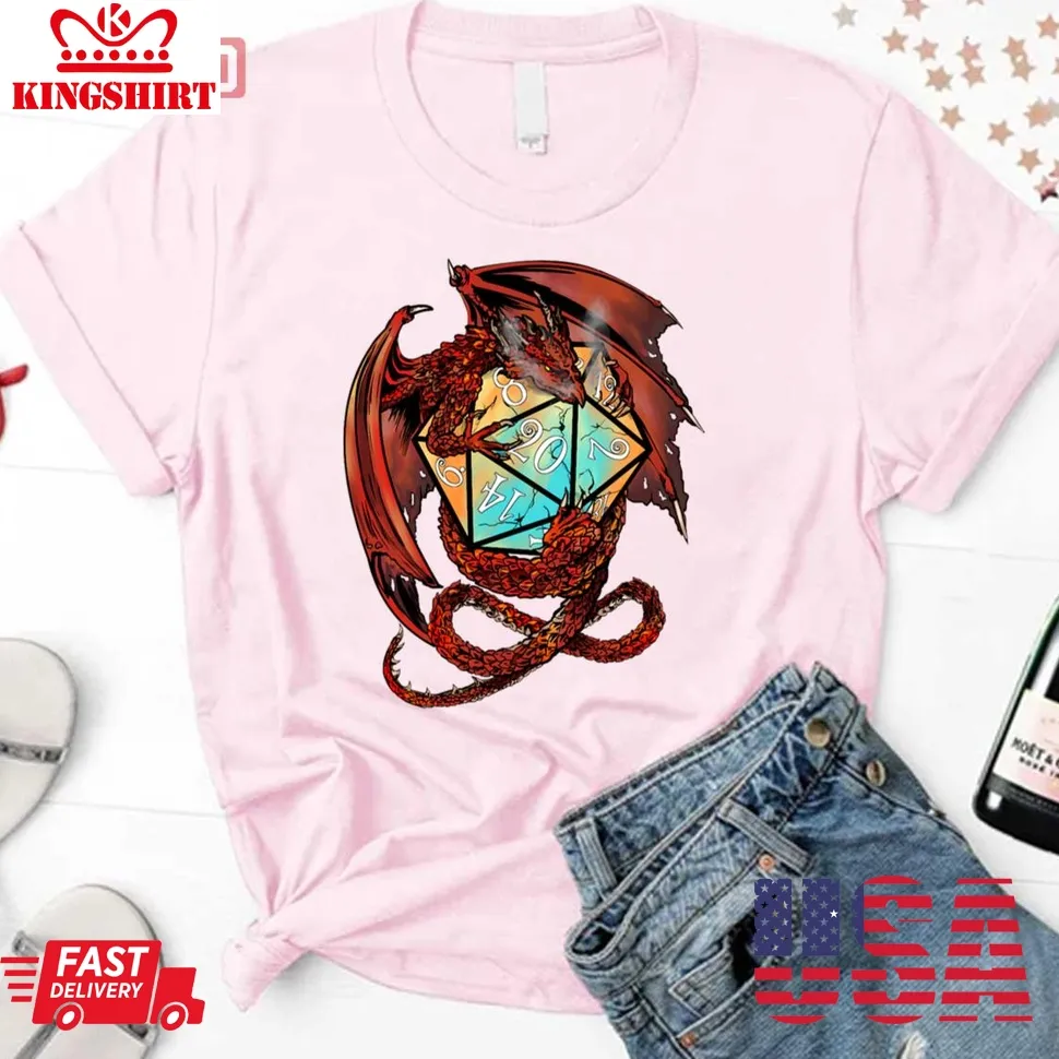 Red Dragon Dice Dungeons And Dragons Unisex T Shirt