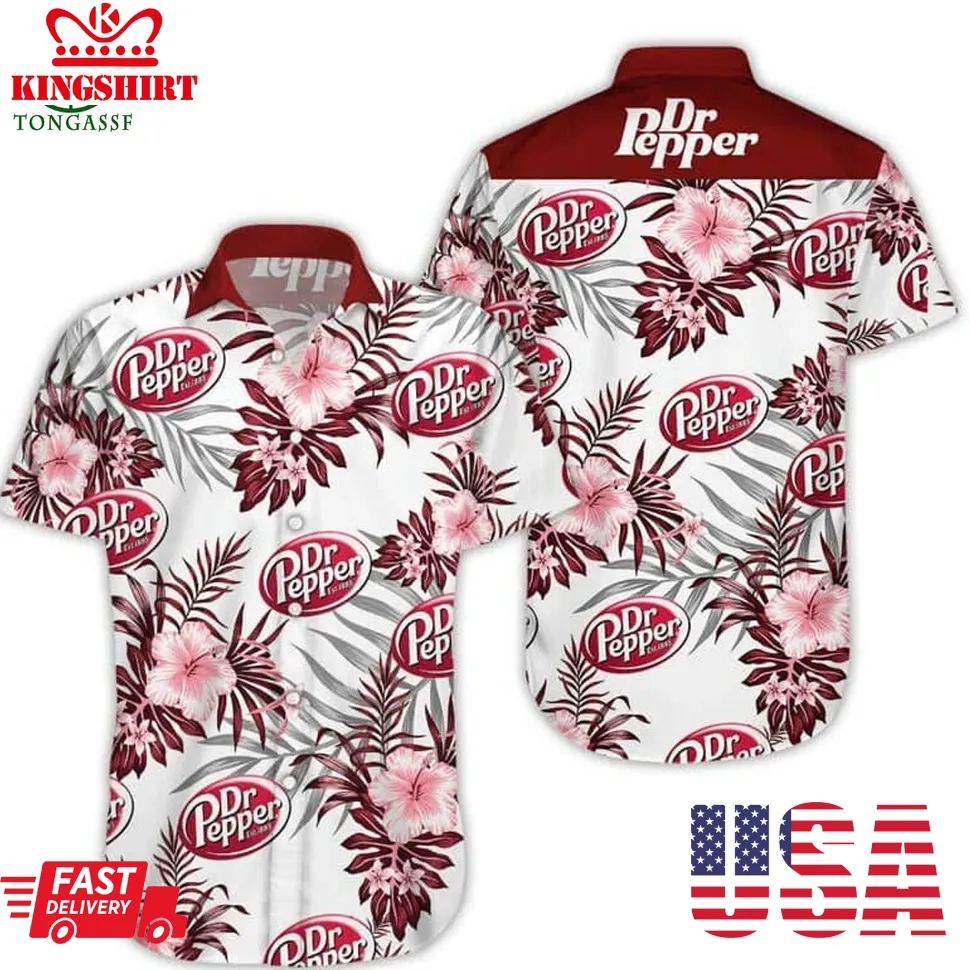 Dr Pepper Beer Hawaiian Shirt Tropical Flower Pattern Plus Size