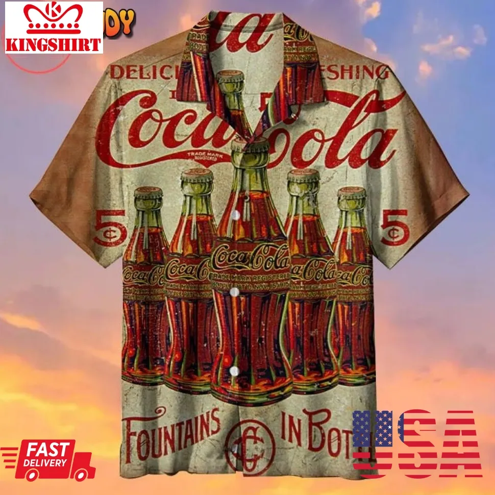 Drink Coca Cola Old Time Hawaiian Shirt Size up S to 4XL