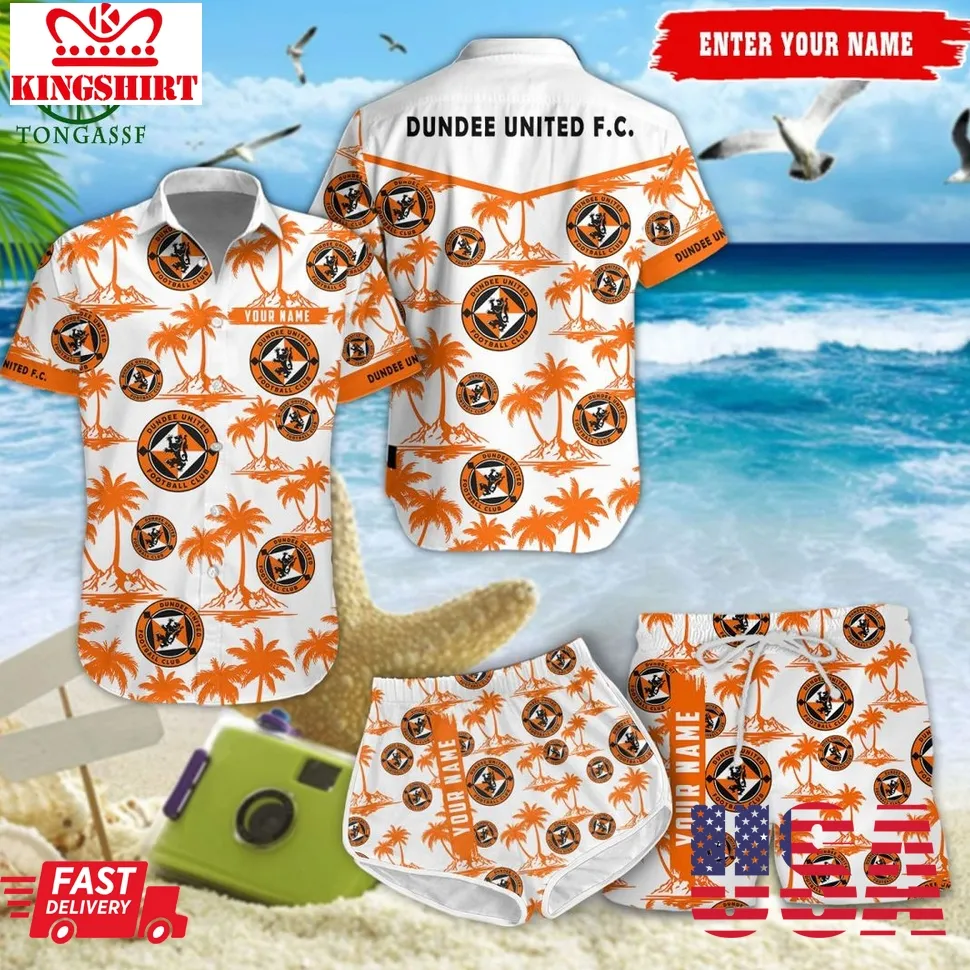 Dundee United Fc Spfl Coconut Hawaiian Shirt Shorts Size up S to 4XL