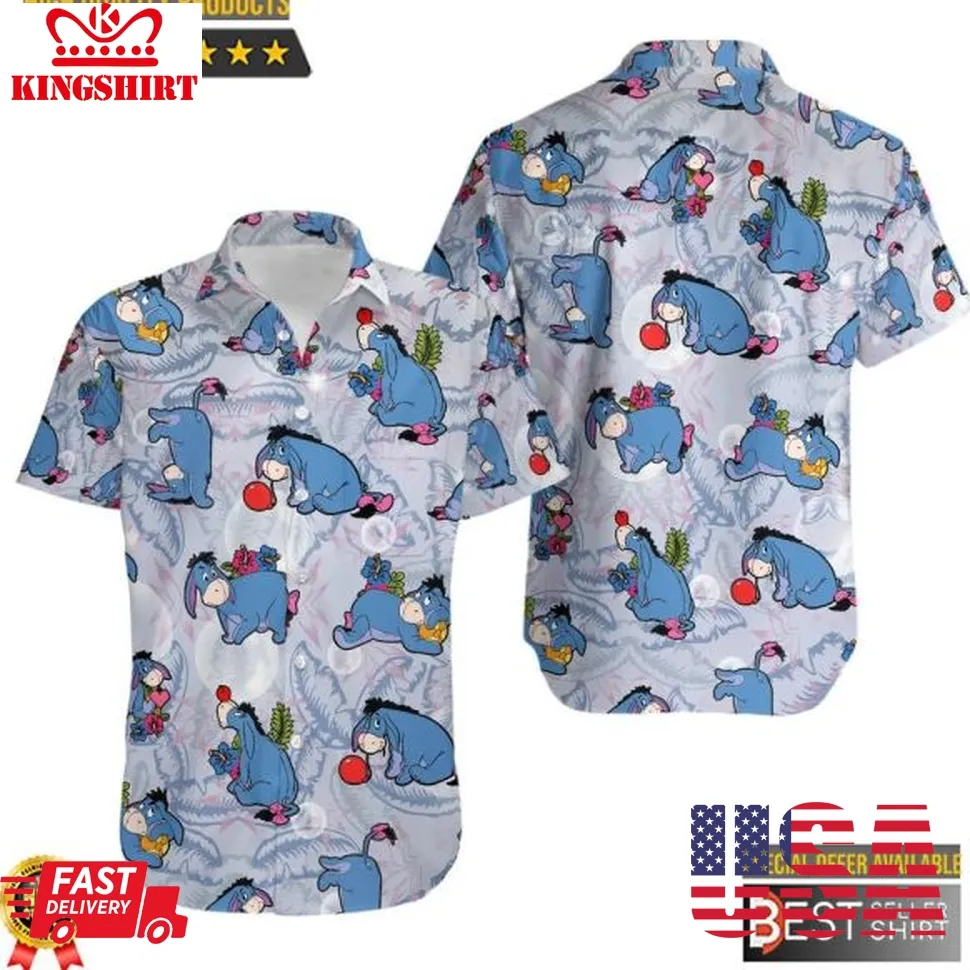 Eeyore Donkey Floral Disney Hawaiian Shirt Size up S to 4XL