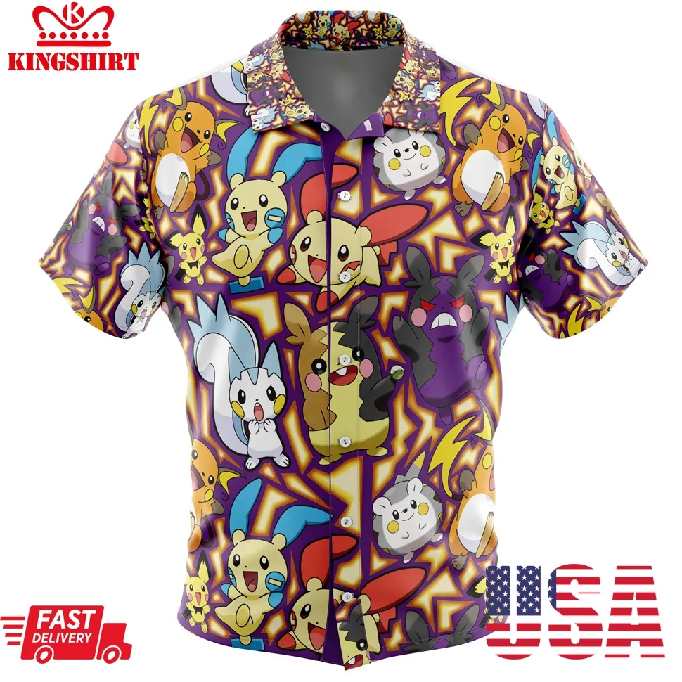 Electric Rodent Type Pokemon Pokemon Button Up Hawaiian Shirt Unisex