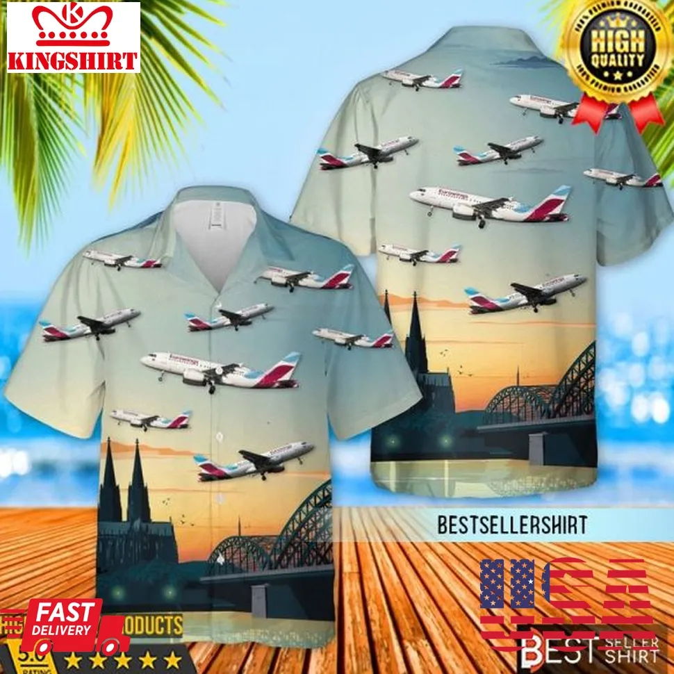 Eurowings Airbus A319 100 Over Cologne Aircraft Hawaiian Shirt For Men And Women Unisex