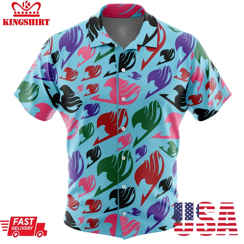 Fairy Tail Insignia Fairy Tail Button Up Hawaiian Shirt Plus Size