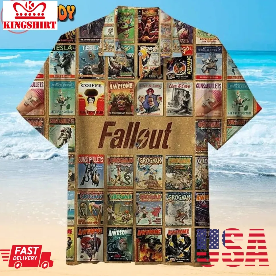 Fall Out Vintage Hawaiian Shirt Size up S to 4XL