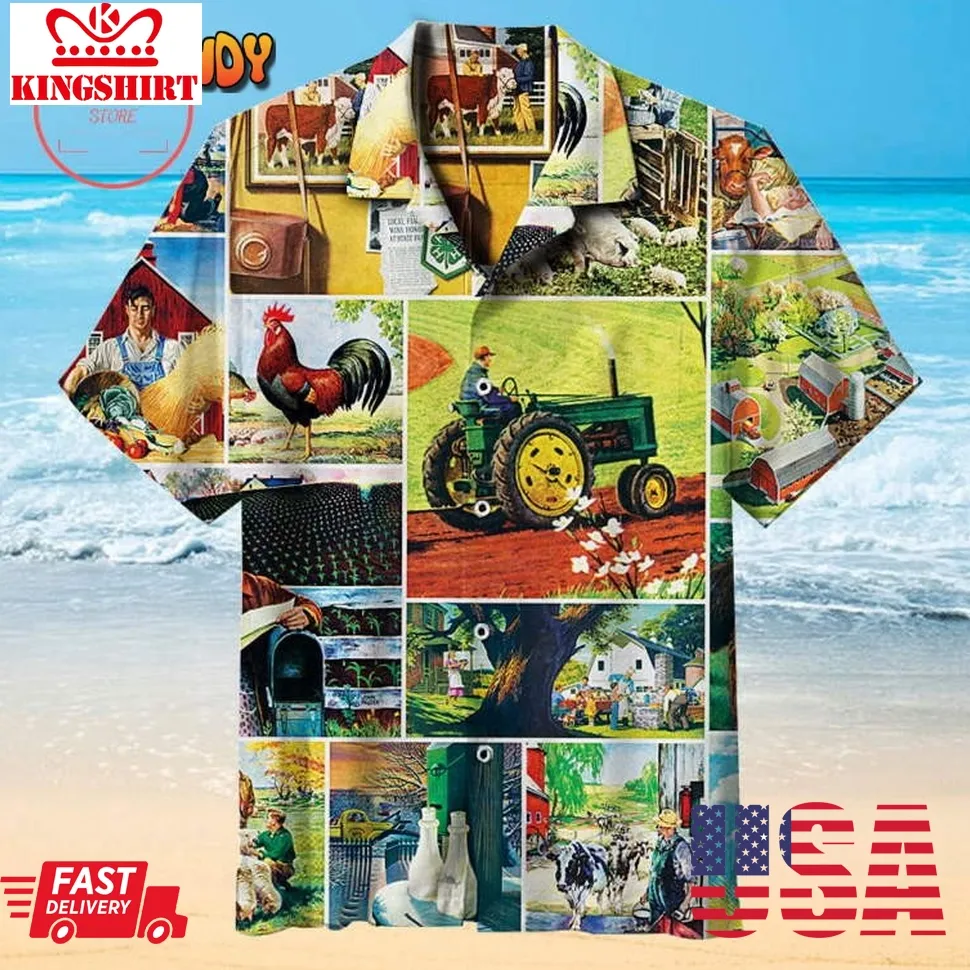 Farmland Collage Hawaiian Shirt Plus Size