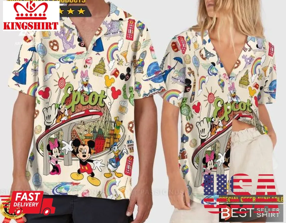Figment Disney Hawaiian Shirt Epcot World Tour Hawaii Shirt Mickey And Friends Button Shirt Unisex