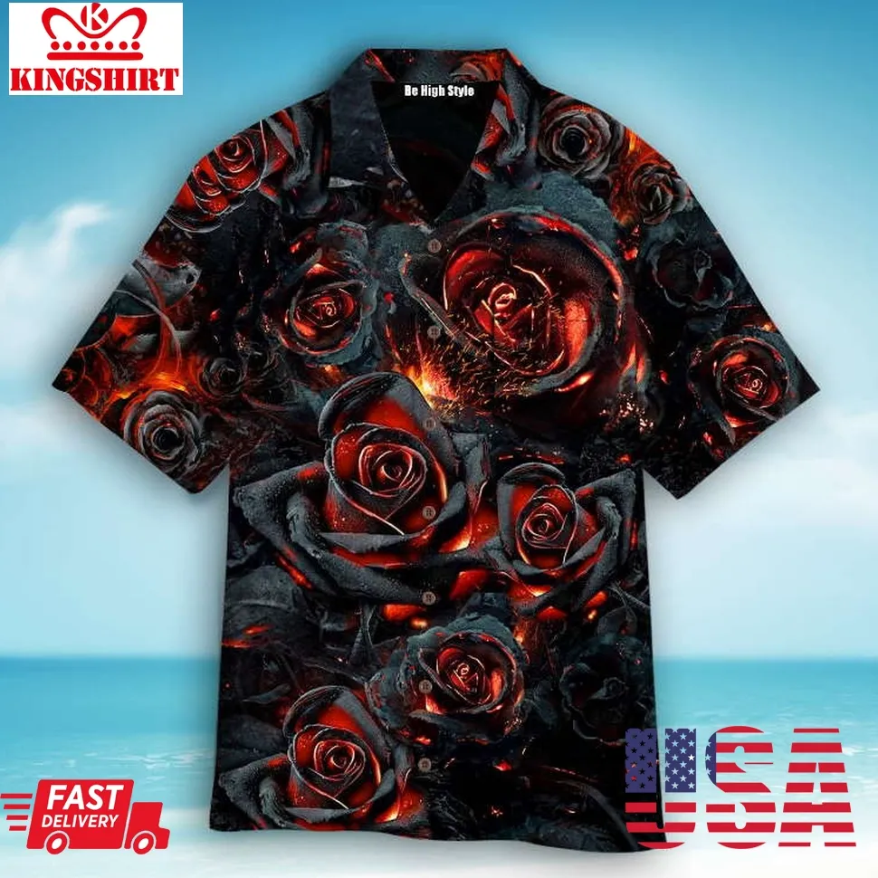 Fire Black Rose Hawaiian Shirt Plus Size