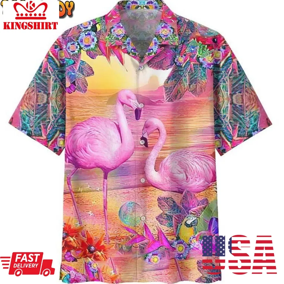 Flamingo Hawaiian Shirt For Man And Women Size up S to 4XL