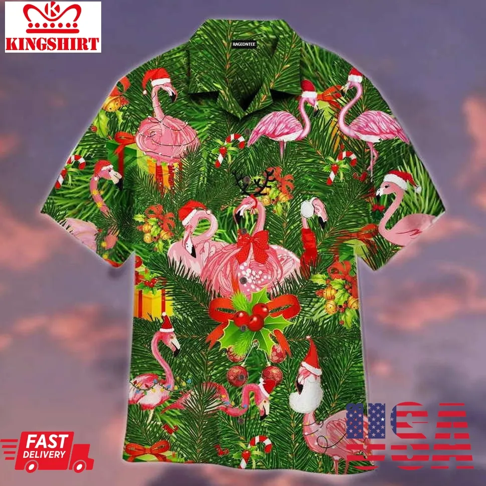 Flamingo Merry Christmas Hawaiian Shirt Plus Size