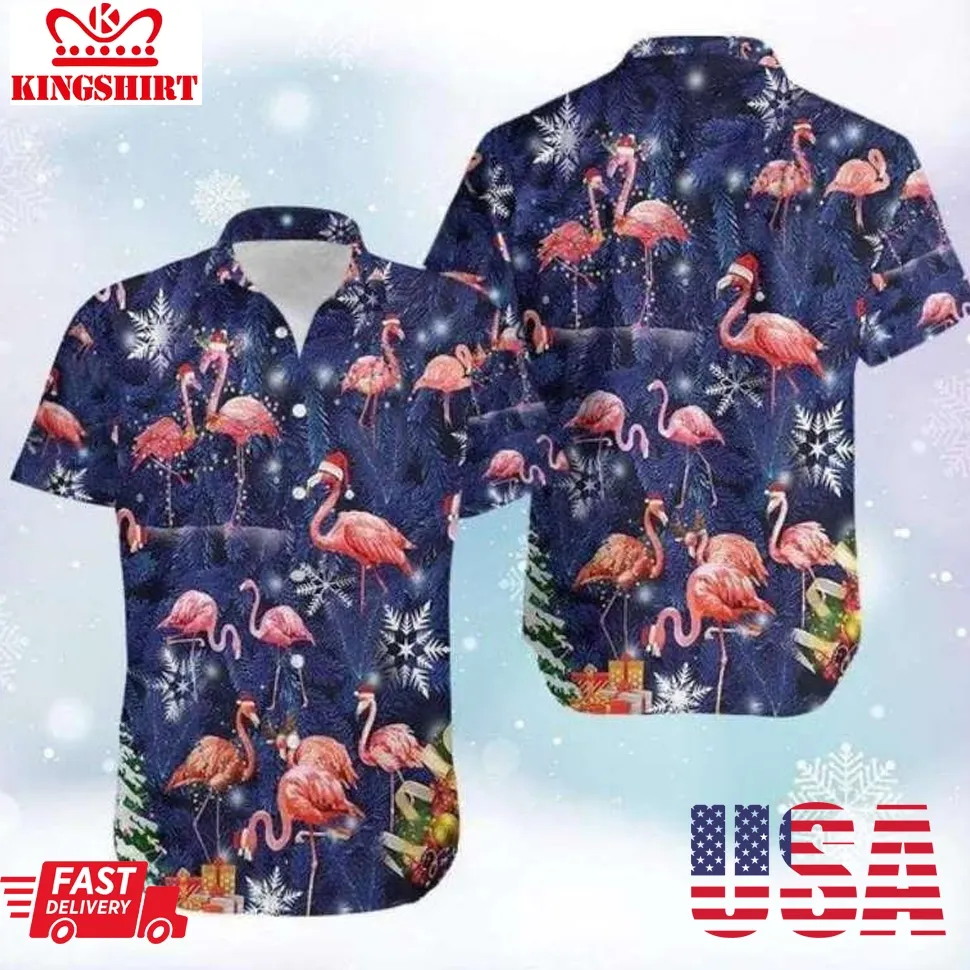 Flamingo On Christmas Hawaiian Shirt Plus Size