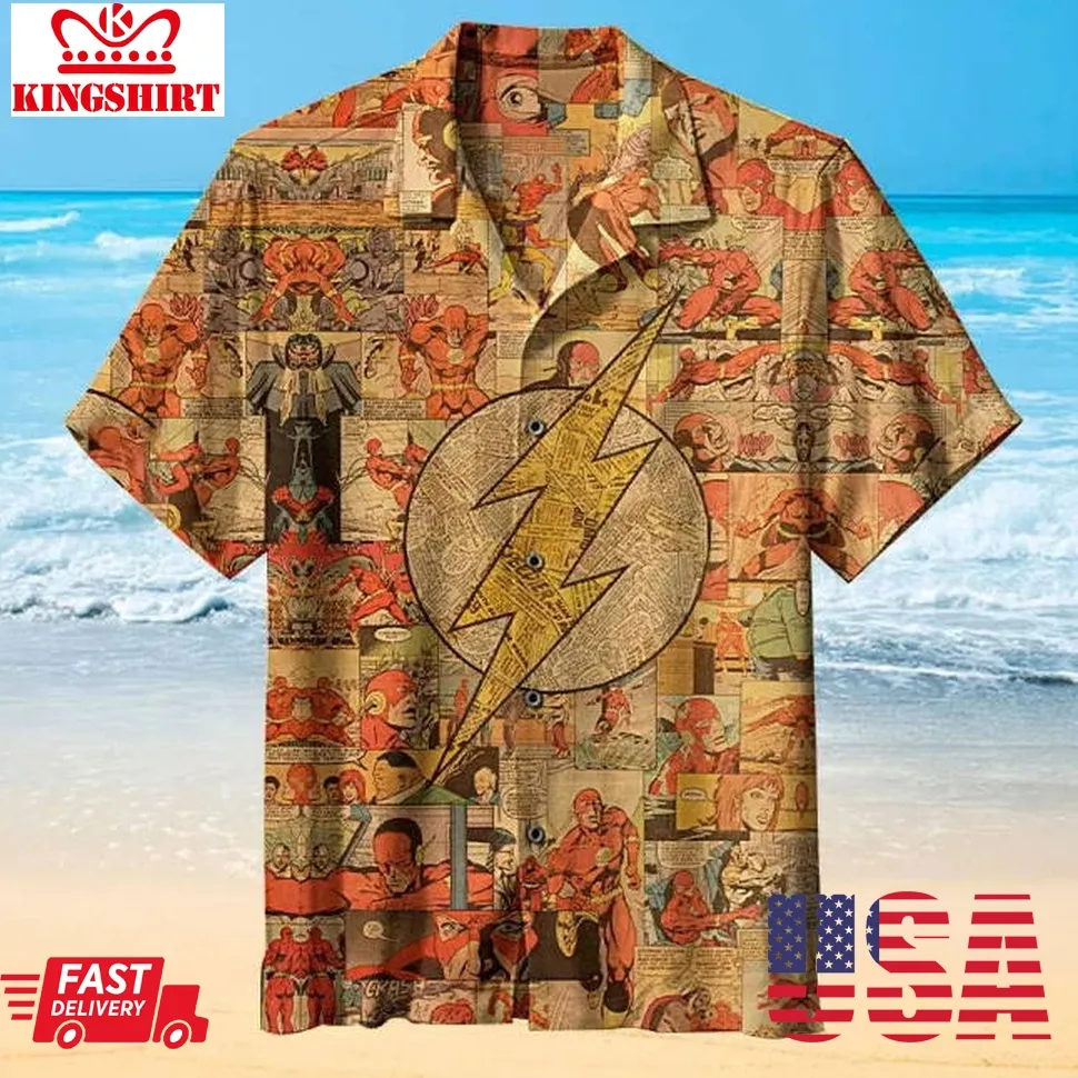 Flash Retro Logo 3D All Over Print Hawaiian Shirt Size up S to 4XL