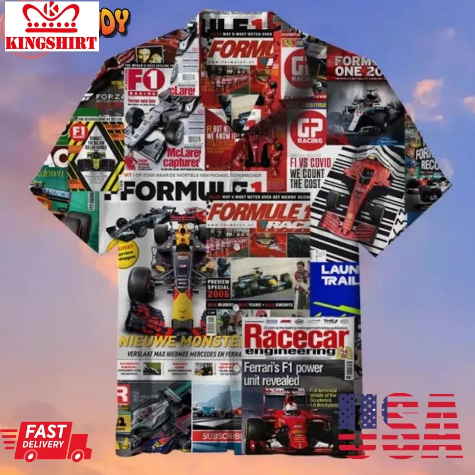Formula 1 Pattern Hawaiian Shirt Plus Size
