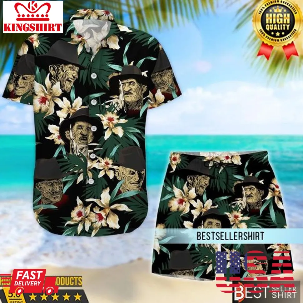 Freddy Krueger Hawaiian Shirt Freddy Krueger Button Shirt Halloween Hawaii Shorts Men Dad Gifts Size up S to 4XL