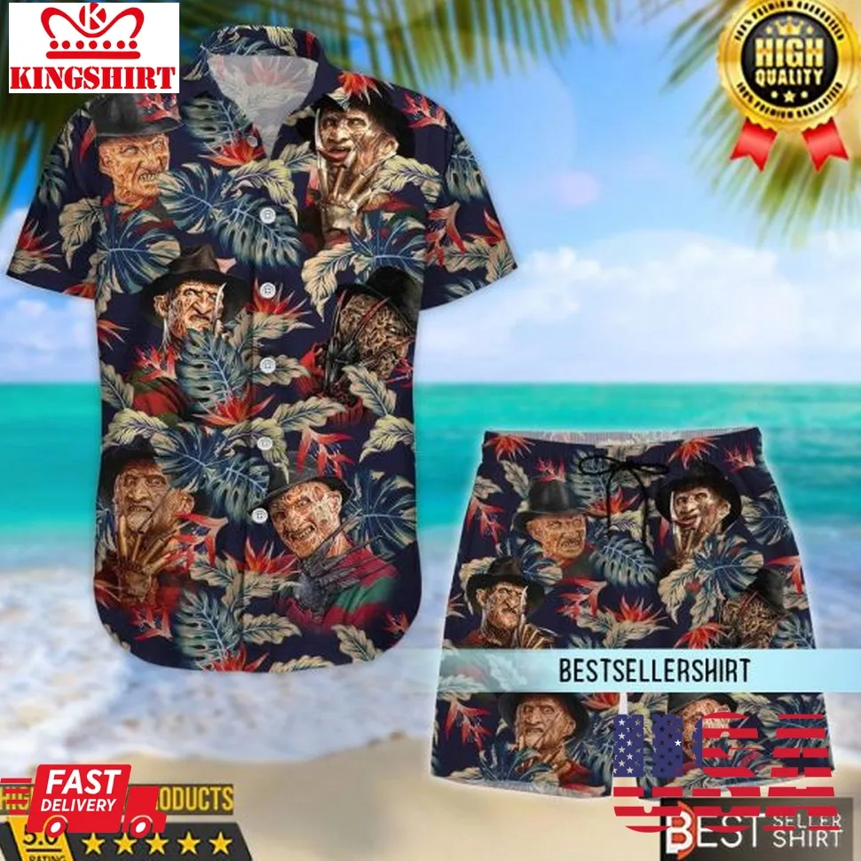 Freddy Krueger Hawaiian Shirt Freddy Krueger Button Shirt Horror Movie Shorts Gifts For Him Size up S to 4XL
