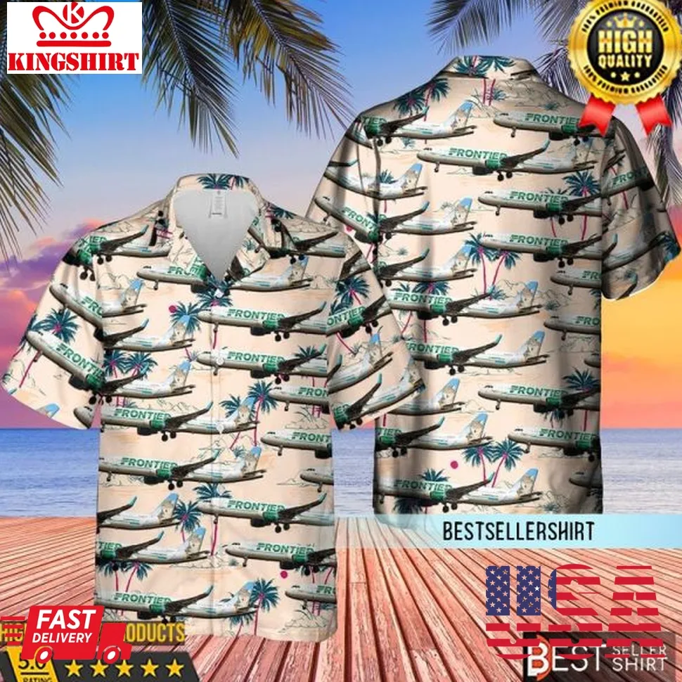 Frontier Airlines Airbus A321 211 Aircraft Hawaiian Shirt Man Plus Size