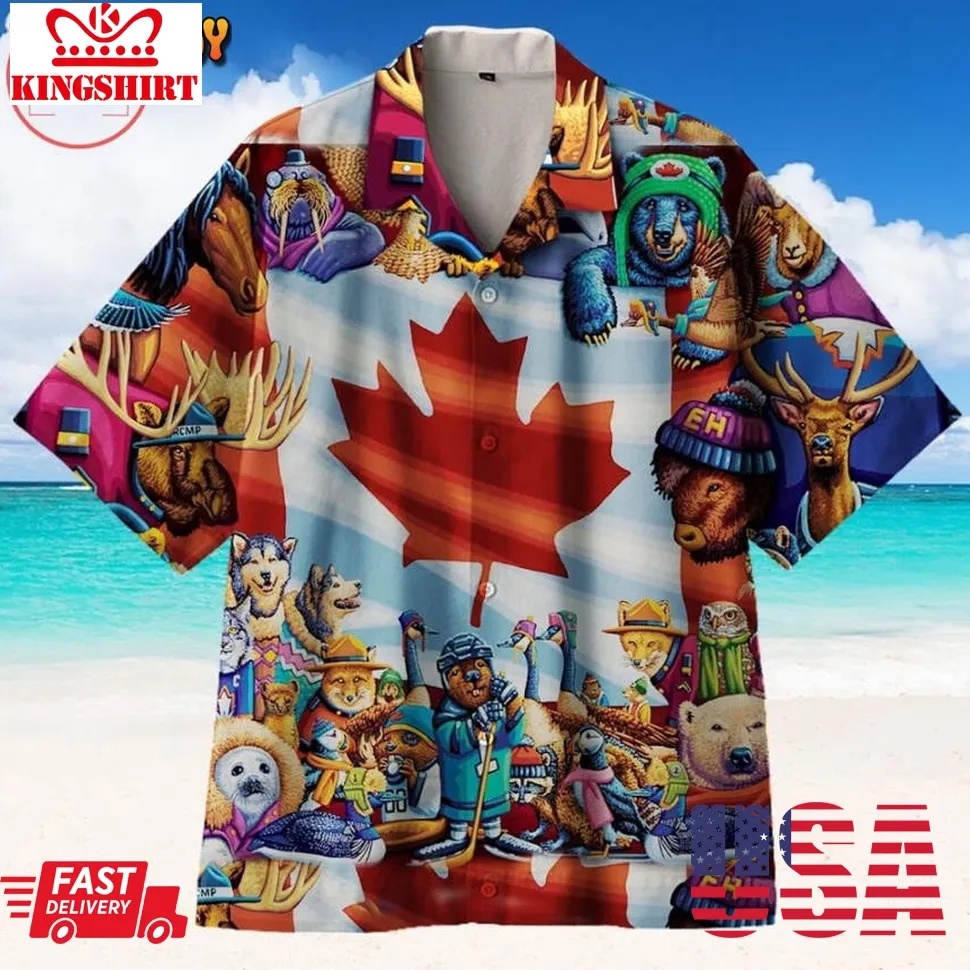 Funny Canadian Hawaiian Shirt Plus Size