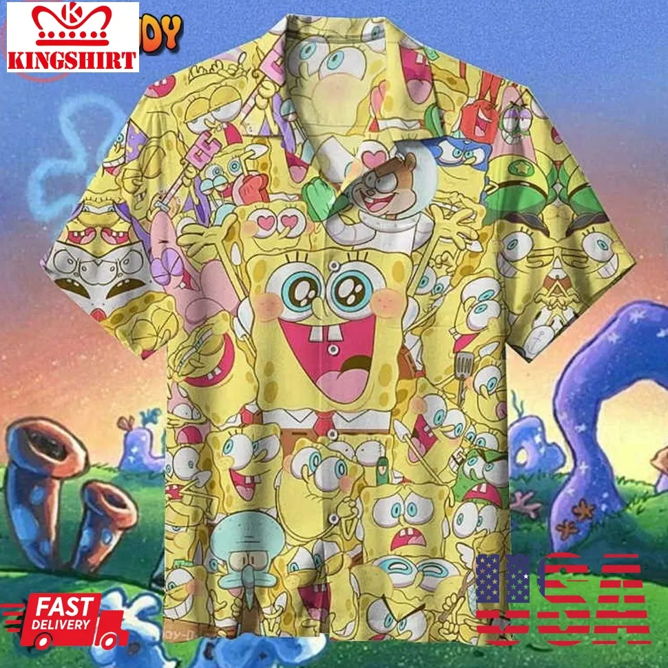 Funny Spongebob Hawaiian Shirt Size up S to 4XL