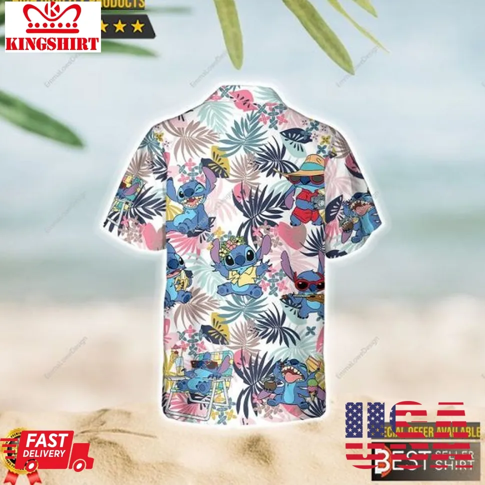 Funny Stitch Disney Hawaiian Shirt Aloha Tropical Hawaii Shirt Plus Size