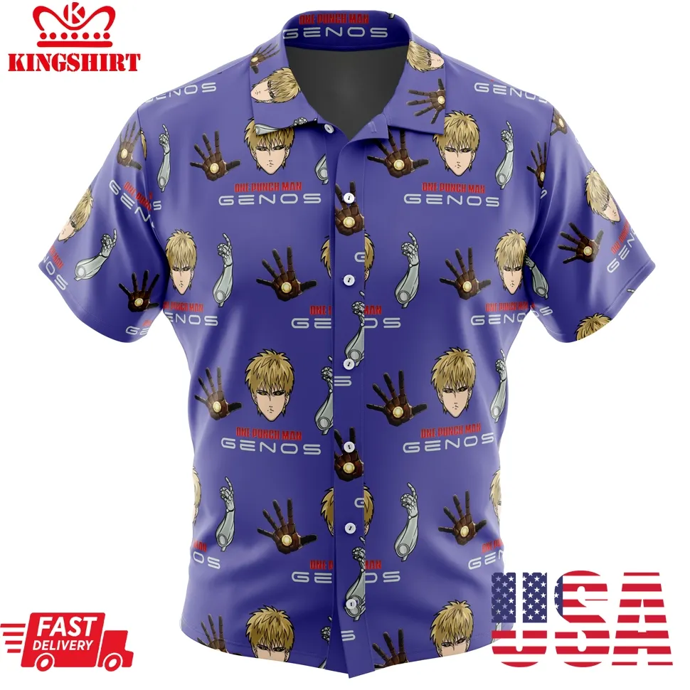 Genos One Punch Man Button Up Hawaiian Shirt Plus Size