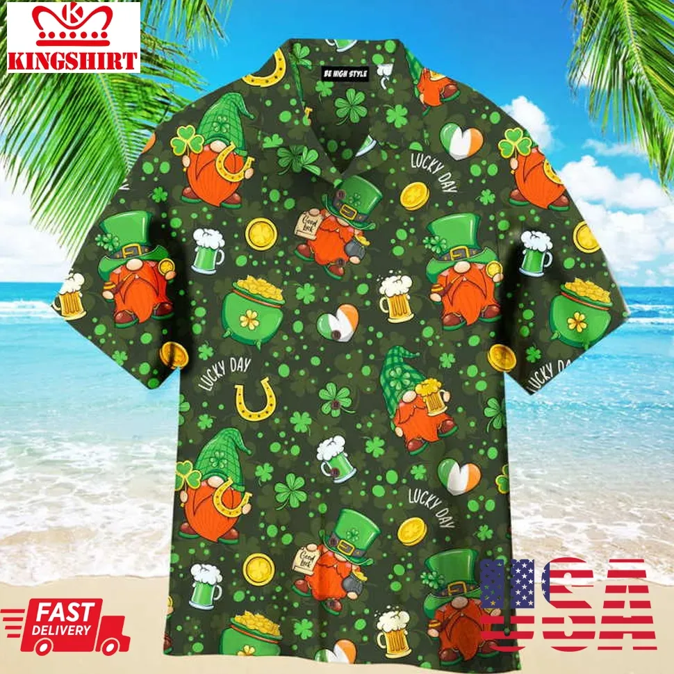 Gnome Leprechaun St Patricks Day Pattern Aloha Hawaiian Shirt Plus Size