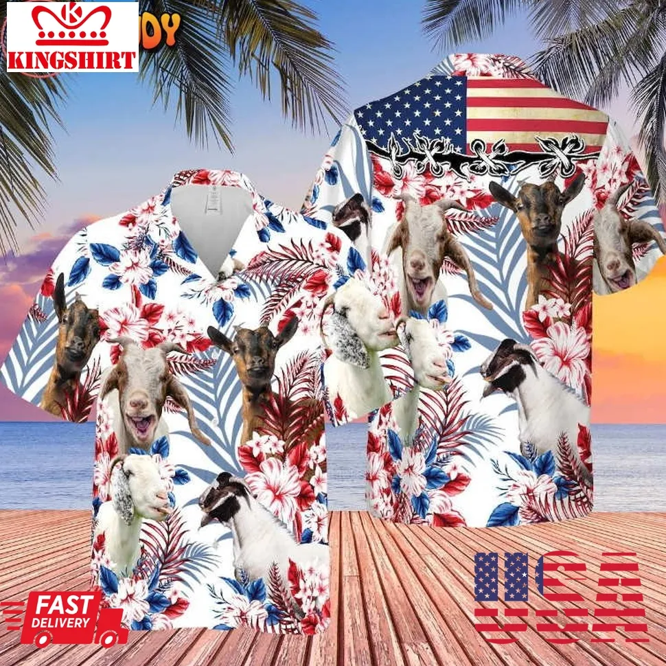 Goat Lovers United States Flag Hawaiian Shirt Unisex