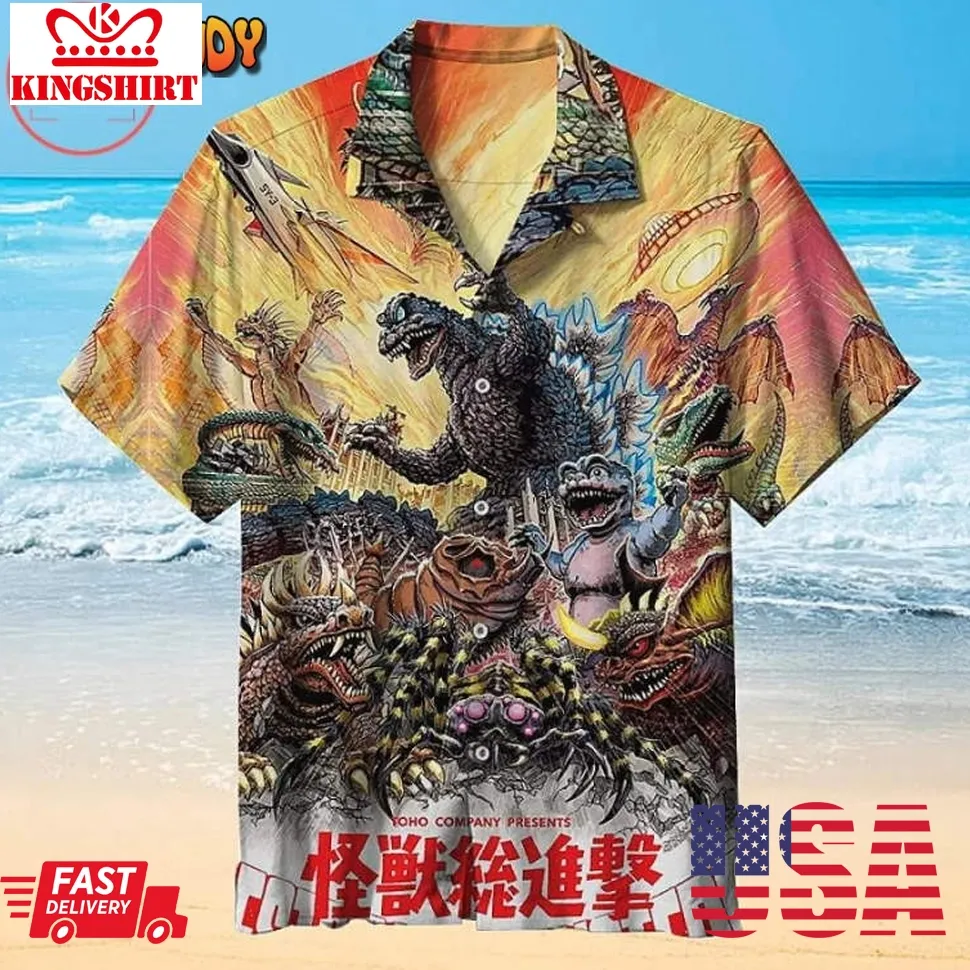 Godzilla Movie Hawaiian Shirt Plus Size