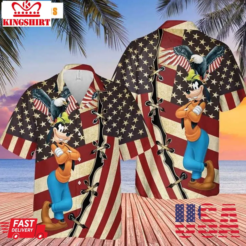 Goofy Dog Disney Us Flag Patriot Day, Disney Hawaiian Shirt Plus Size