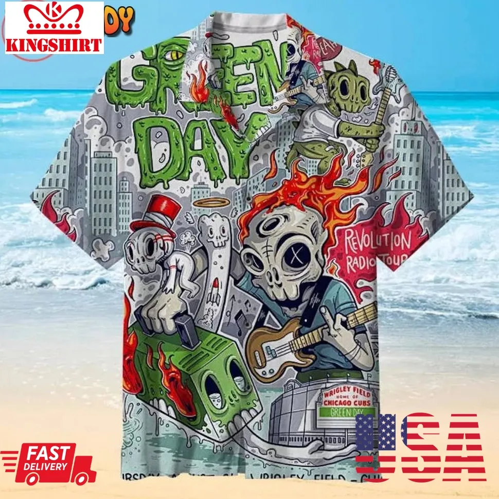 Green Day Creative Style Hawaiian Shirt Plus Size